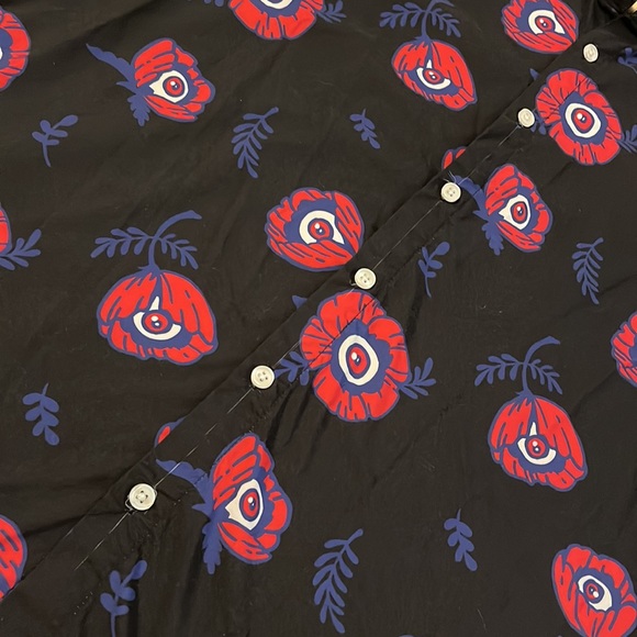 KINWAMONSTER Retired ‘Poppies’ Print Button Up Unisex Shirt - Picture 6 of 8